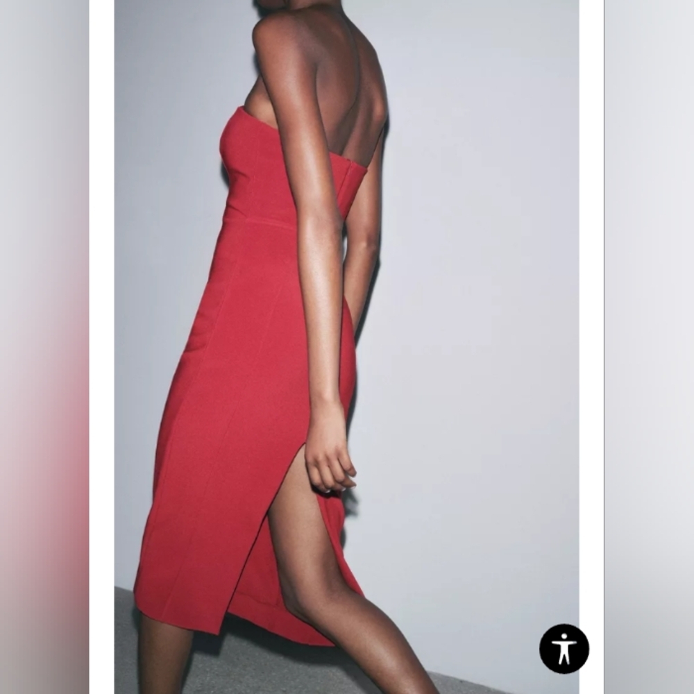 Zara Strapless Crepe Dress - Picture 2 of 7